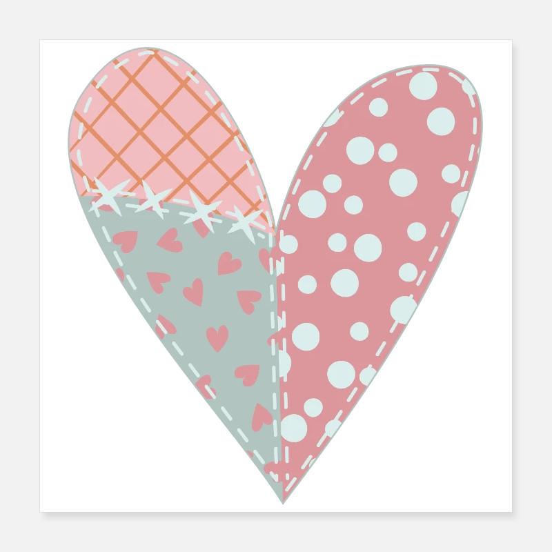Coeur Patchwork No6 Poster 40 x 40 cm