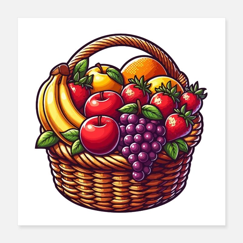 Tropical Fruit Basket Poster 16" x 16" (40x40 cm)