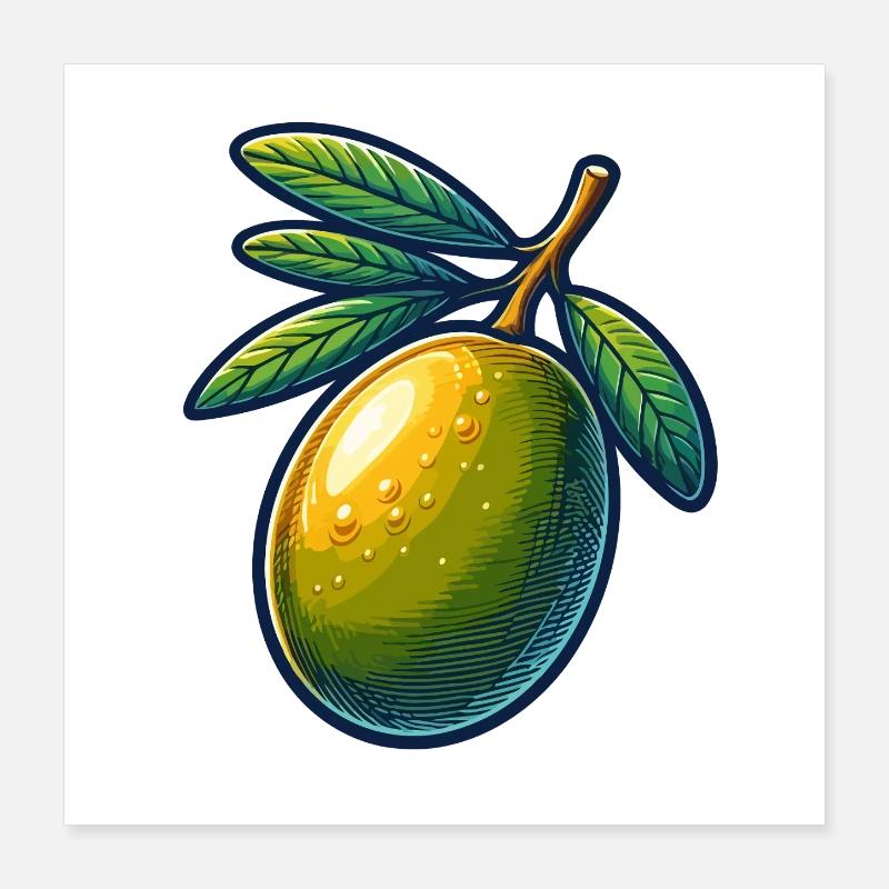 Erfrischende Olivenillustration Poster 40x40 cm