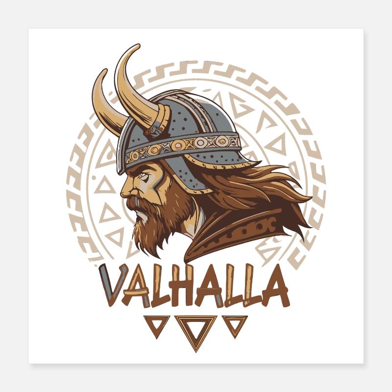 Wikinger Walhalla Runenhelm Poster 40x40 cm