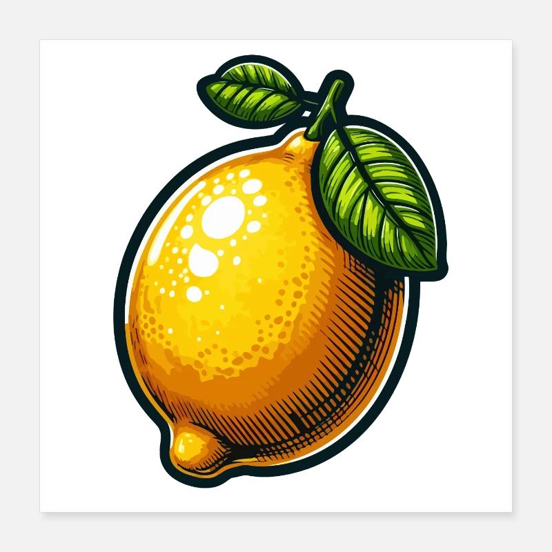 Citron Pop Cartoon Joyeux Poster 40 x 40 cm