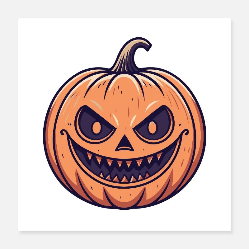 Evil pumpkin with a sinister smile Poster 16" x 16" (40x40 cm)