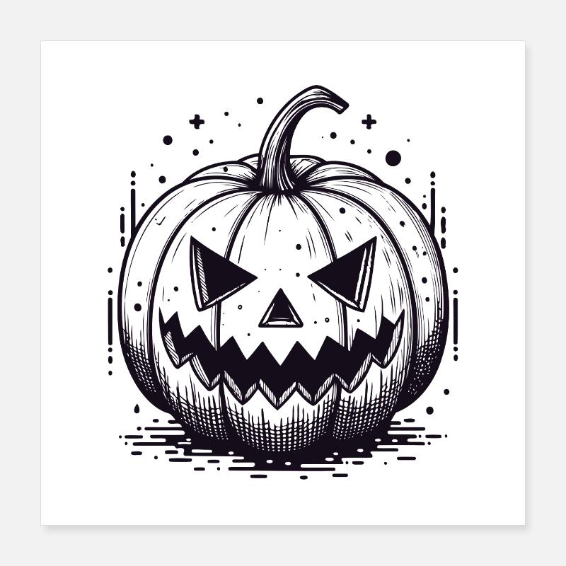Black Jackolantern Pumpkin Poster 16" x 16" (40x40 cm)