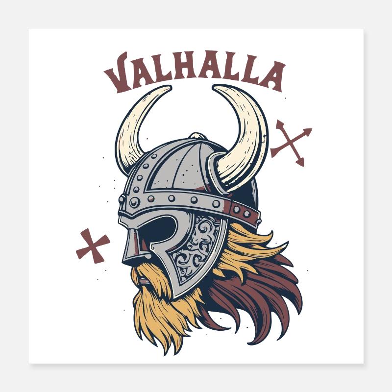 Stolzer Valhalla Viking Helm Poster 40x40 cm