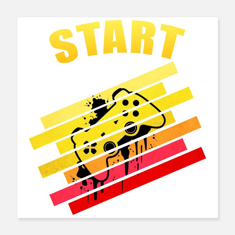 Manette de jeu rétro vintage Start | Neon Graff Poster 40 x 40 cm