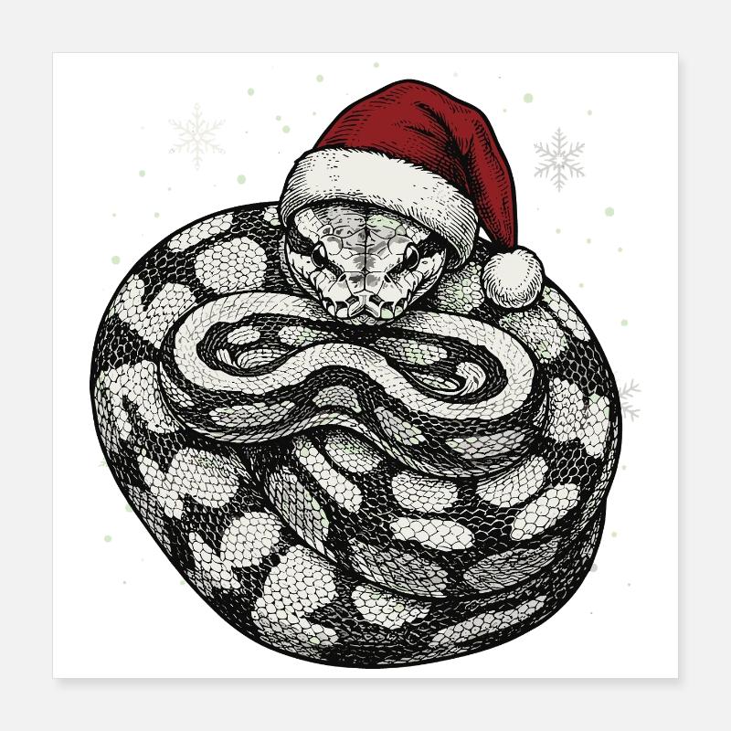 Serpent roi python roi de Noël Python boule Poster 40 x 40 cm