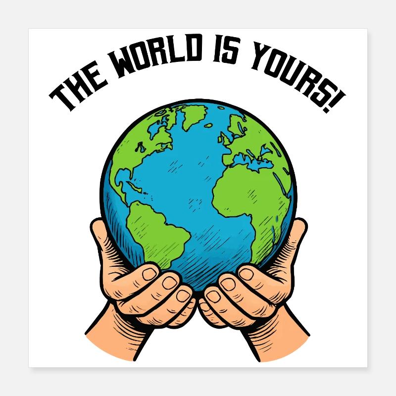 Hands Holding Earth – Global Responsibility Poster 16" x 16" (40x40 cm)