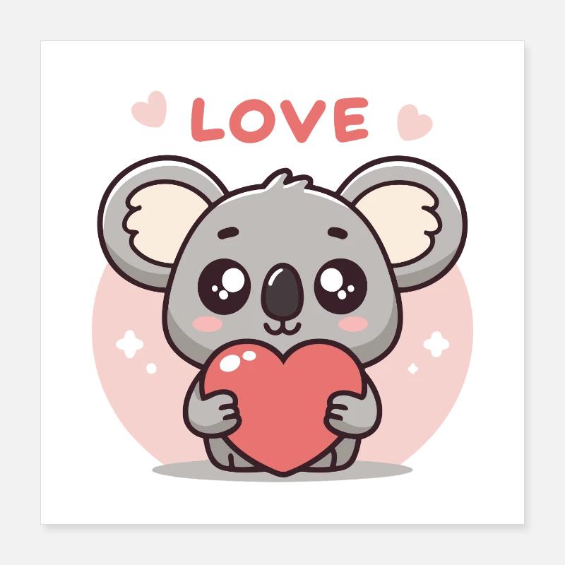Koalaherz verliebt Poster 40x40 cm