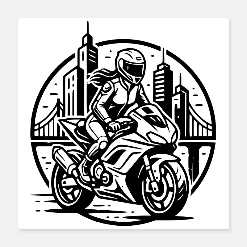 Biker, der auf ein Abenteuer geht Poster 40x40 cm