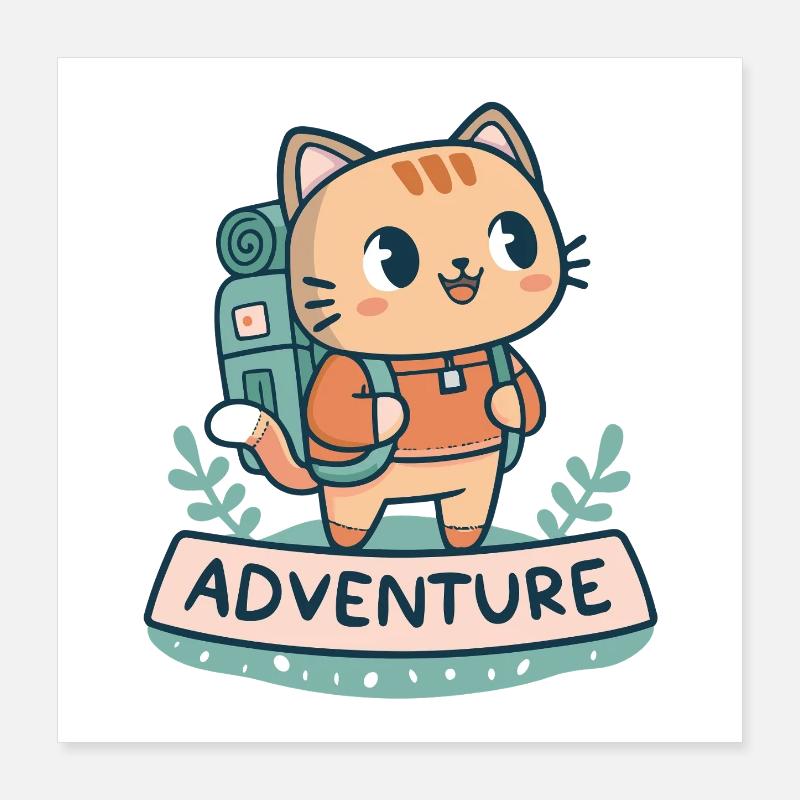 Cat Explorer Backpack Poster 16" x 16" (40x40 cm)