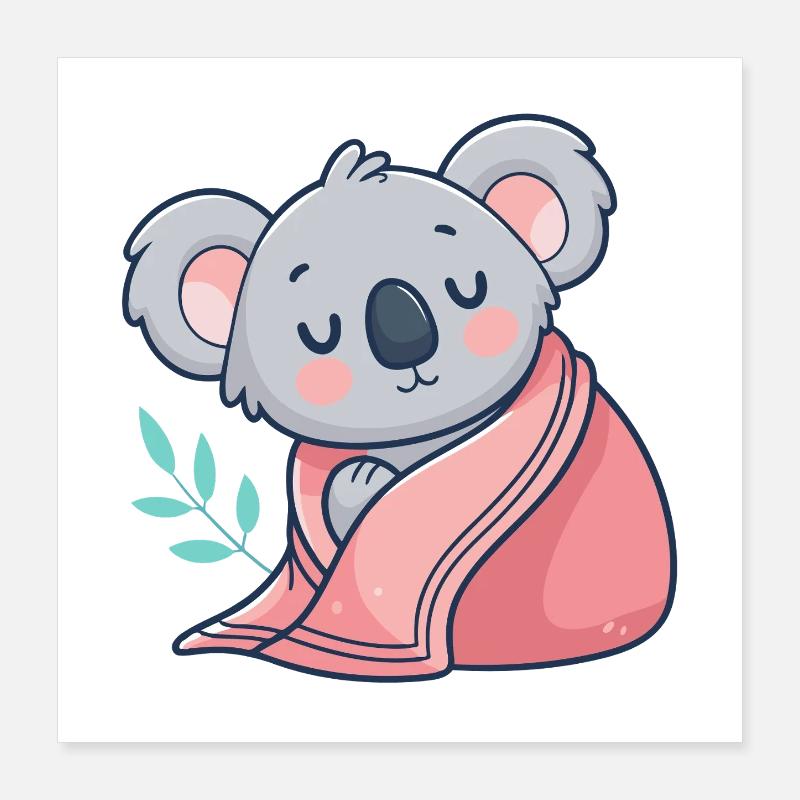 Koala mit rosa Karomuster Poster 40x40 cm