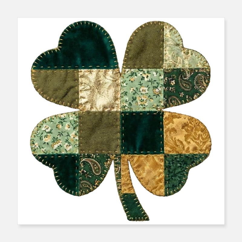 Patchwork Kleeblatt Quilt Stil Poster 40x40 cm