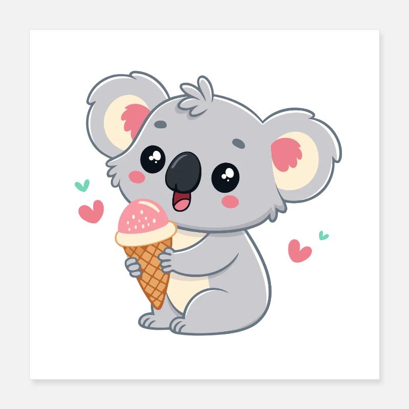 Pastell-Gourmet-Koala mit Eis Poster 40x40 cm