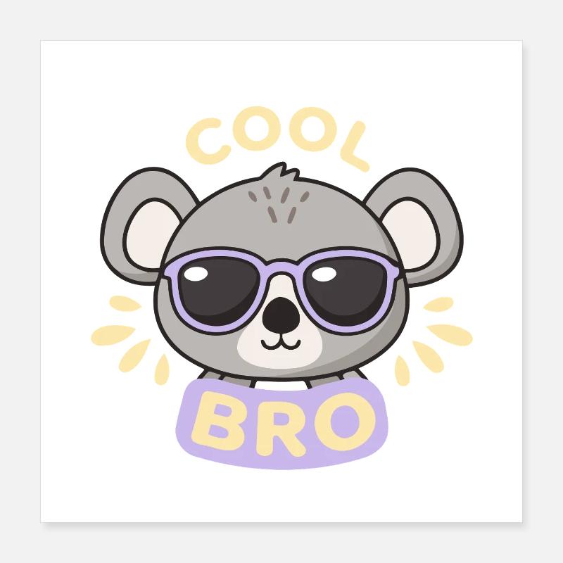 Koala cool lunettes violet Poster 40 x 40 cm