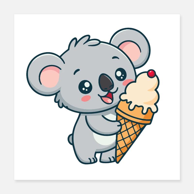 Koala Gourmand Crème Glacée Poster 40 x 40 cm