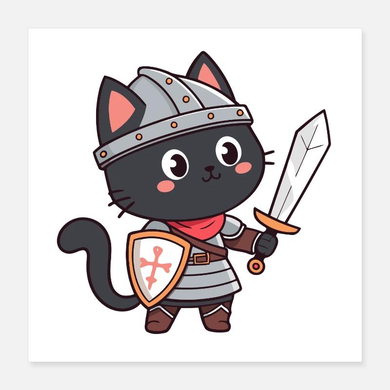 Chat Chevalier Poster 40 x 40 cm
