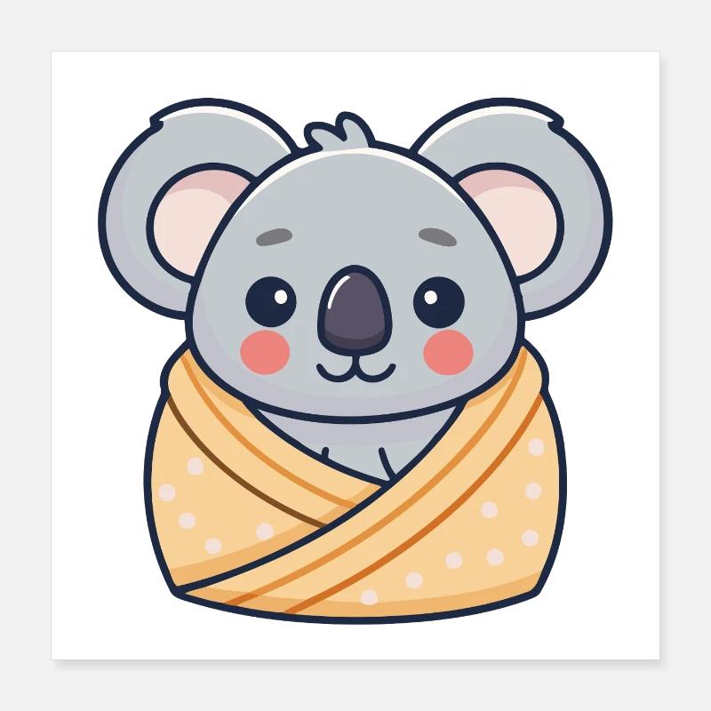 Koala cocon douillet pastel Poster 40 x 40 cm