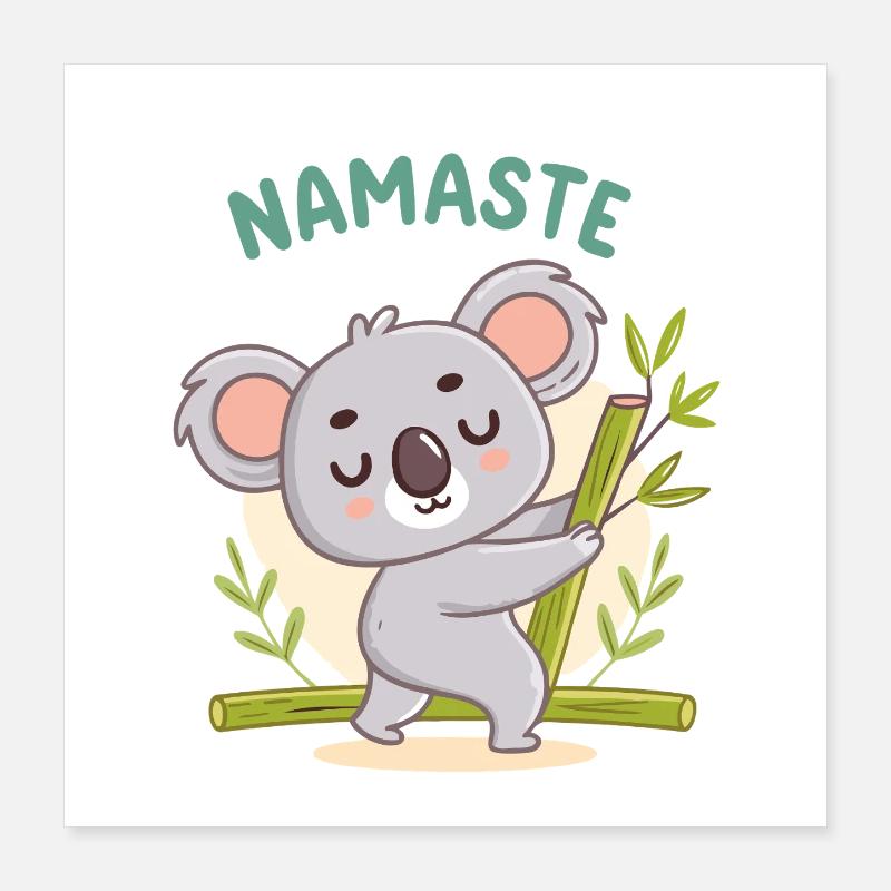 Koala Namaste Pastel Bamboo Poster 16" x 16" (40x40 cm)