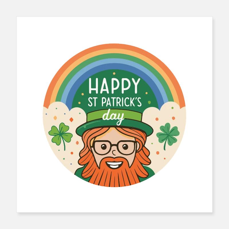 Leprechaun Arc-en-ciel Saint Patrick Poster 40 x 40 cm