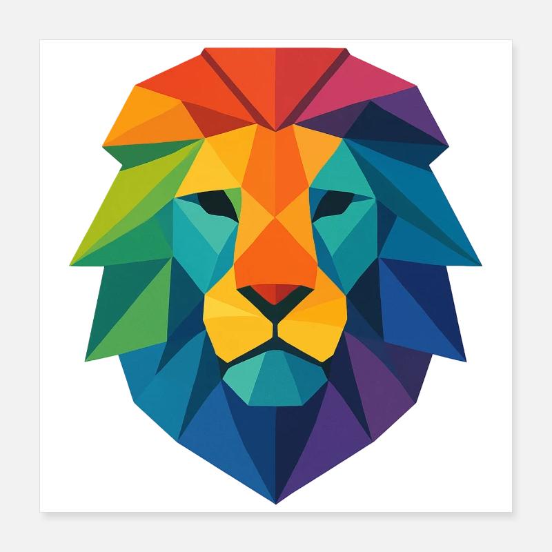 Lion low poly sauvage coloré - Art couleurs Pop Poster 40 x 40 cm
