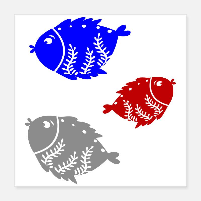 Three colored fish Poster 16" x 16" (40x40 cm)