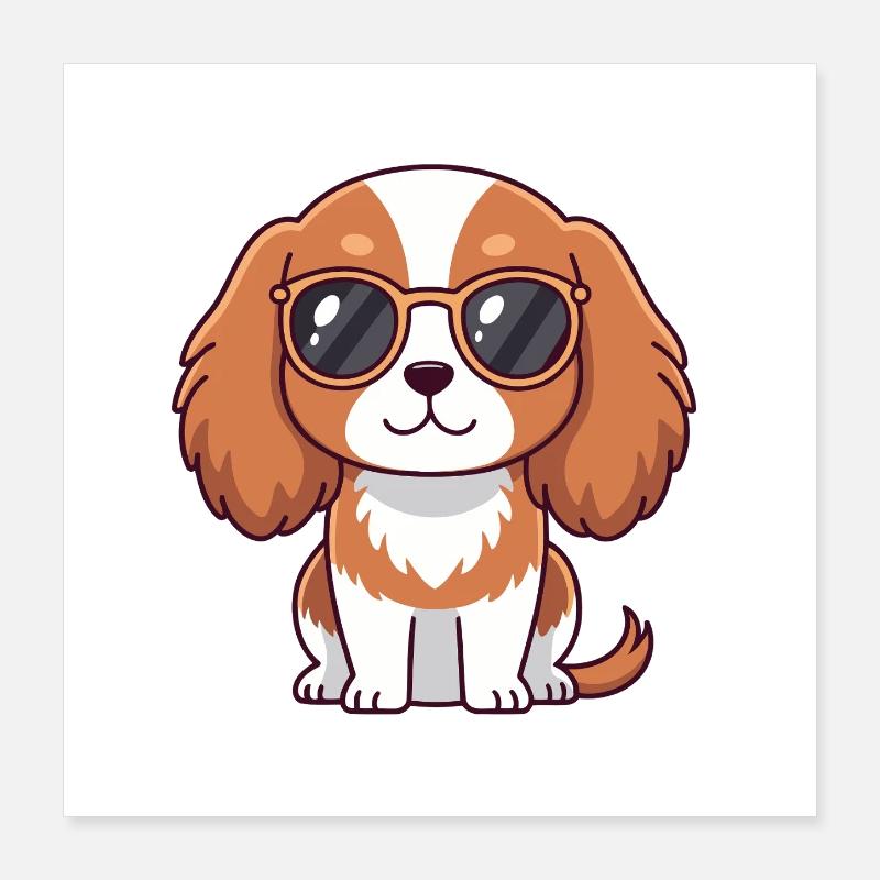 Chiot chic lunettes soleil Poster 40 x 40 cm