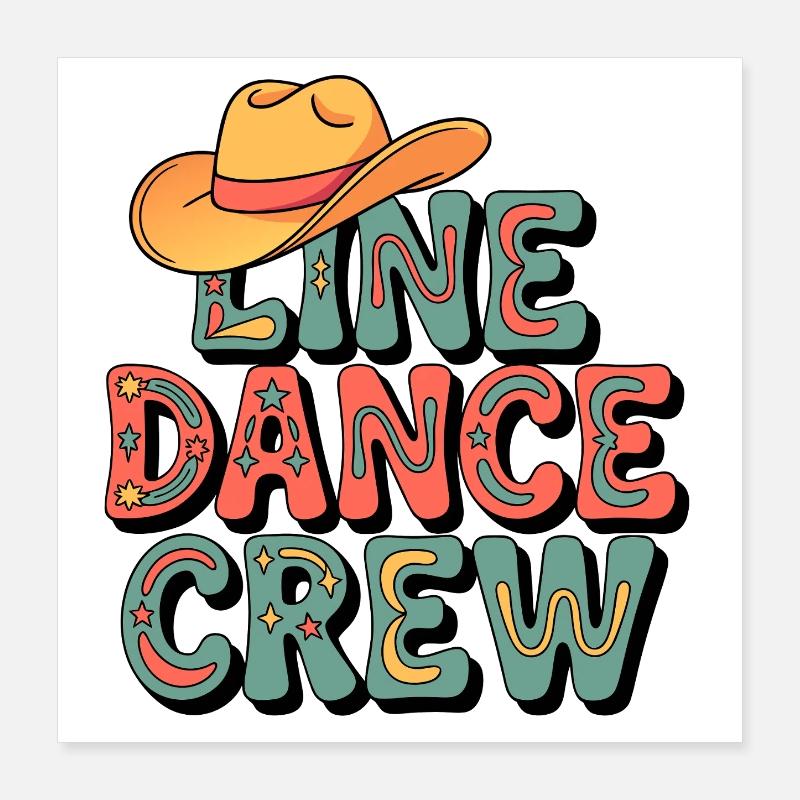 Line Dance Crew Retro Poster 40x40 cm