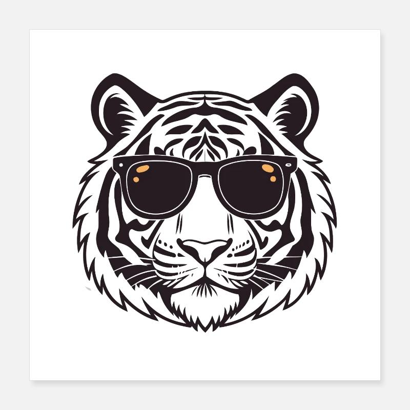 Tiger chic black glasses Poster 16" x 16" (40x40 cm)