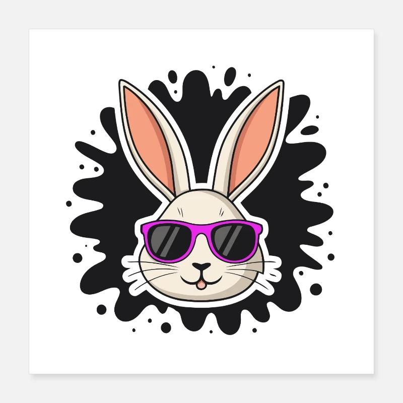 Chic Rabbit Lila Brille Poster 40x40 cm