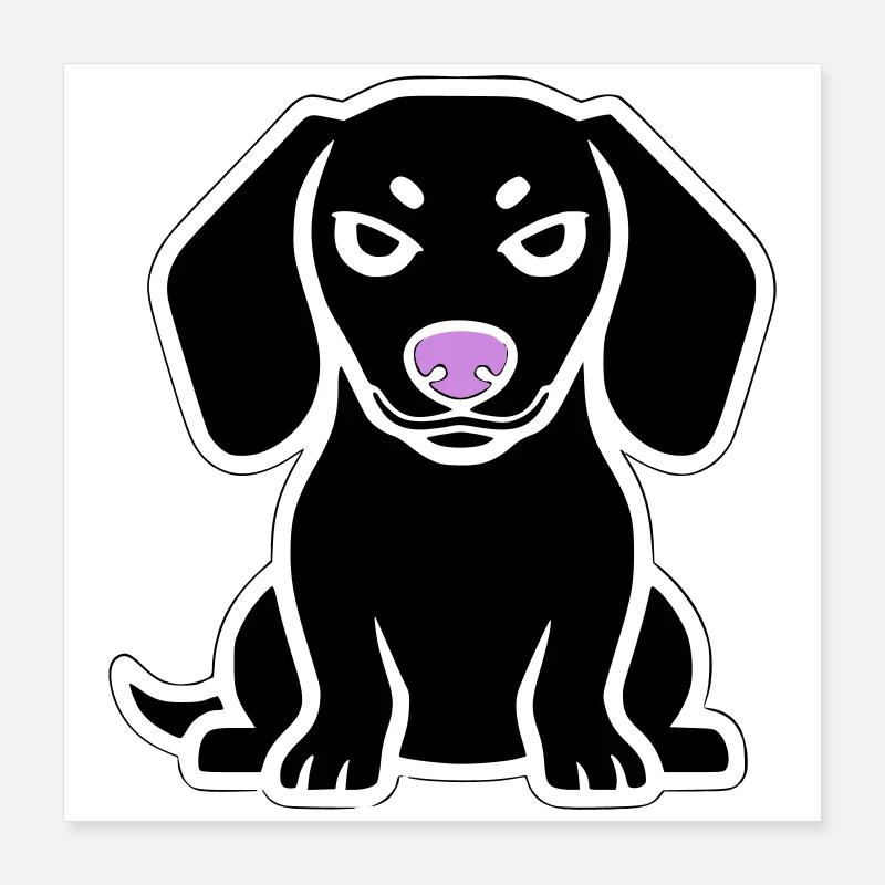 Dessin animé chiot teckel Poster 40 x 40 cm