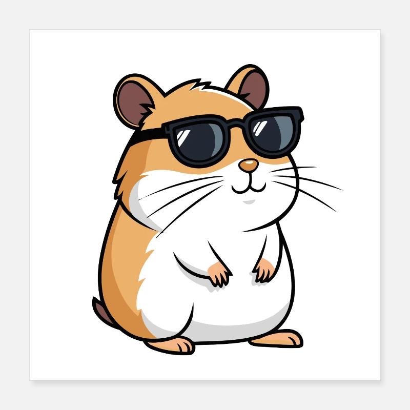 Coole Hamster Dunkle Brille Poster 40x40 cm