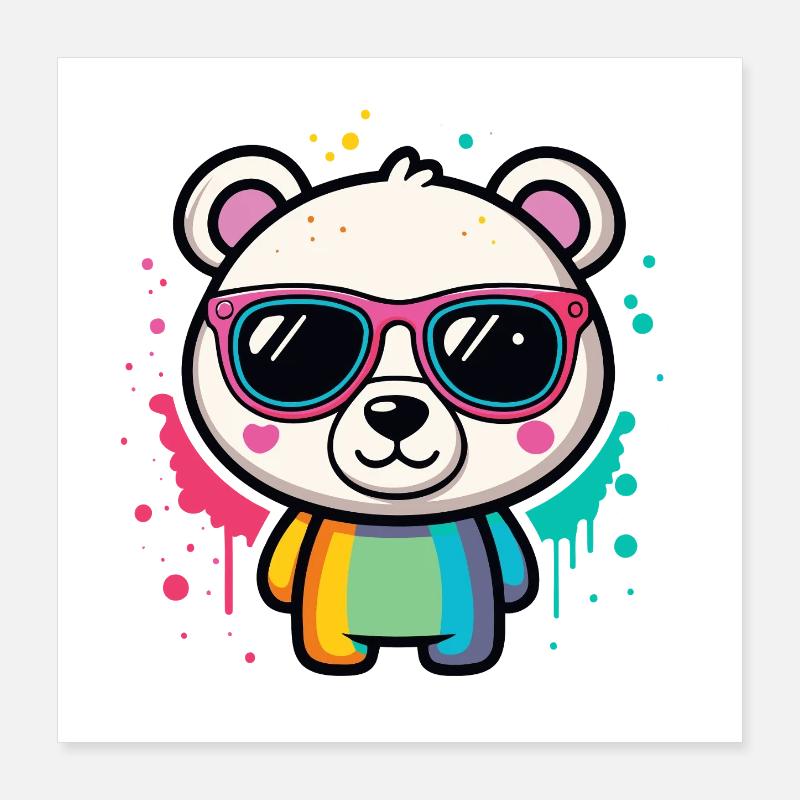 Regenbogenpanda-Brille Poster 40x40 cm