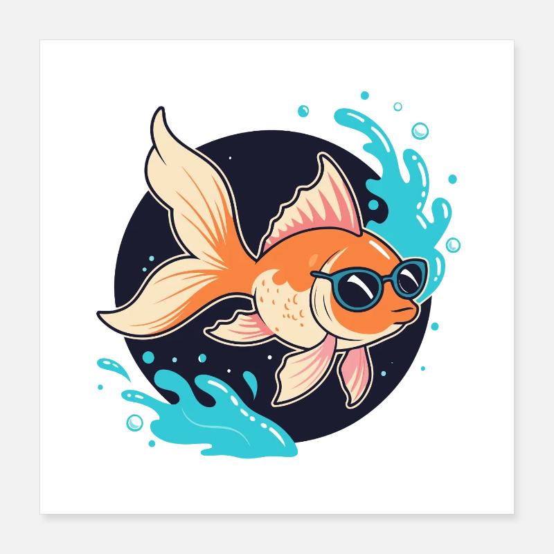 Retro Golden Fish Glasses Poster 16" x 16" (40x40 cm)
