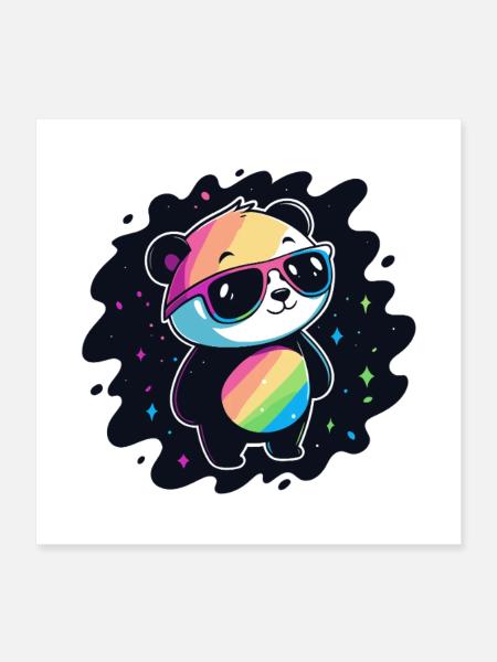 Panda Rainbow Galaxy Cool Glasses - Poster 16" x 16" (40x40 cm) - white - Front
