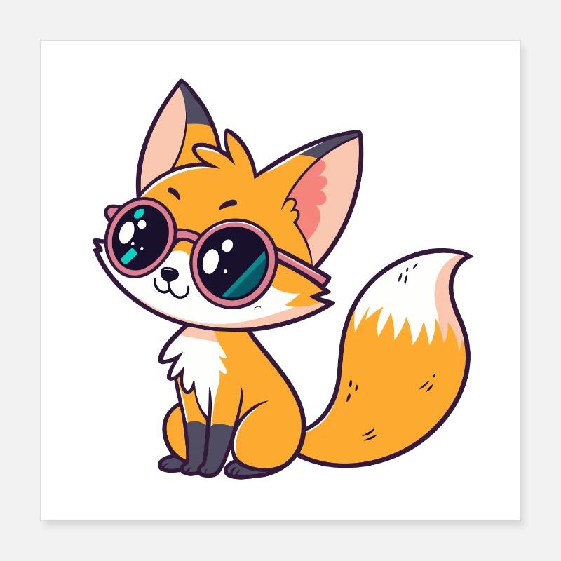 Fox Cub Glam Coole Brille Poster 40x40 cm