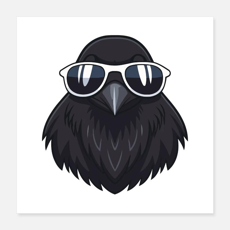 Raven Hipster Coole Brille Poster 40x40 cm