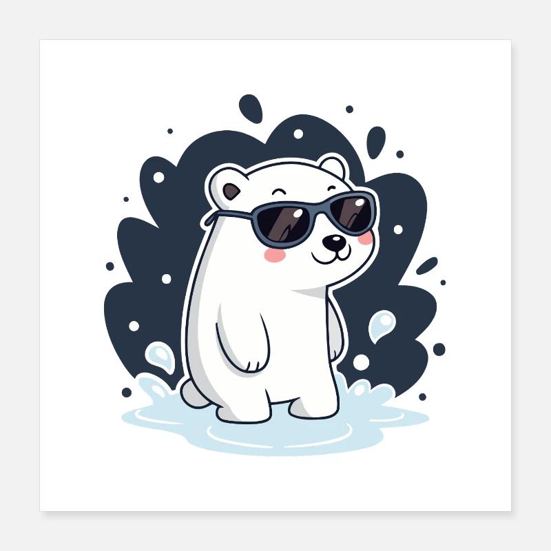 Polar Bear splash Goggles Poster 16" x 16" (40x40 cm)