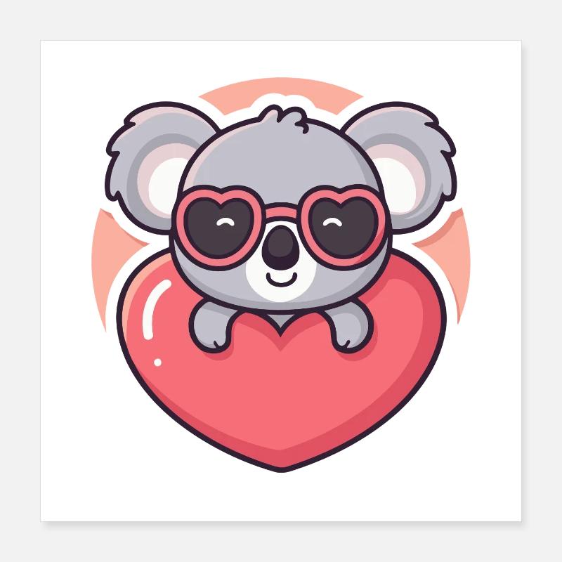 Koala Heart and Pink Glasses Poster 16" x 16" (40x40 cm)