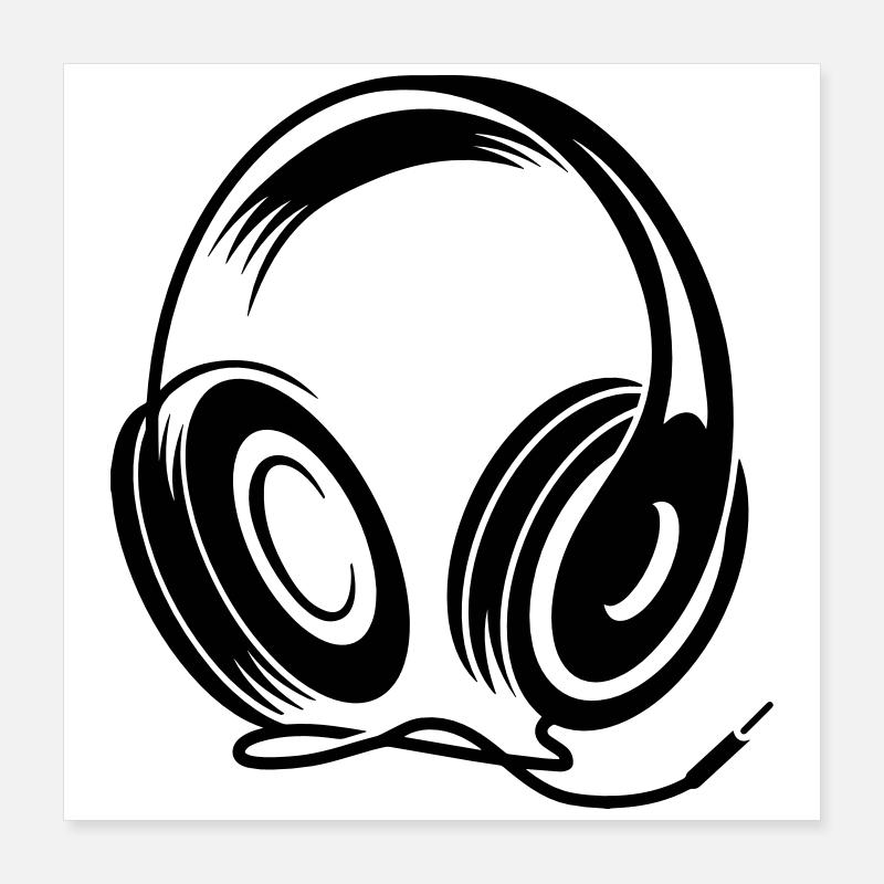 a headphone with cable Poster 16" x 16" (40x40 cm)