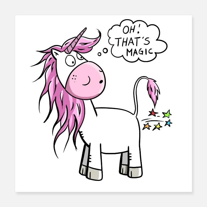 Oh ! That's Magic I Einhorn Pupst Sternenstaub Poster 40x40 cm