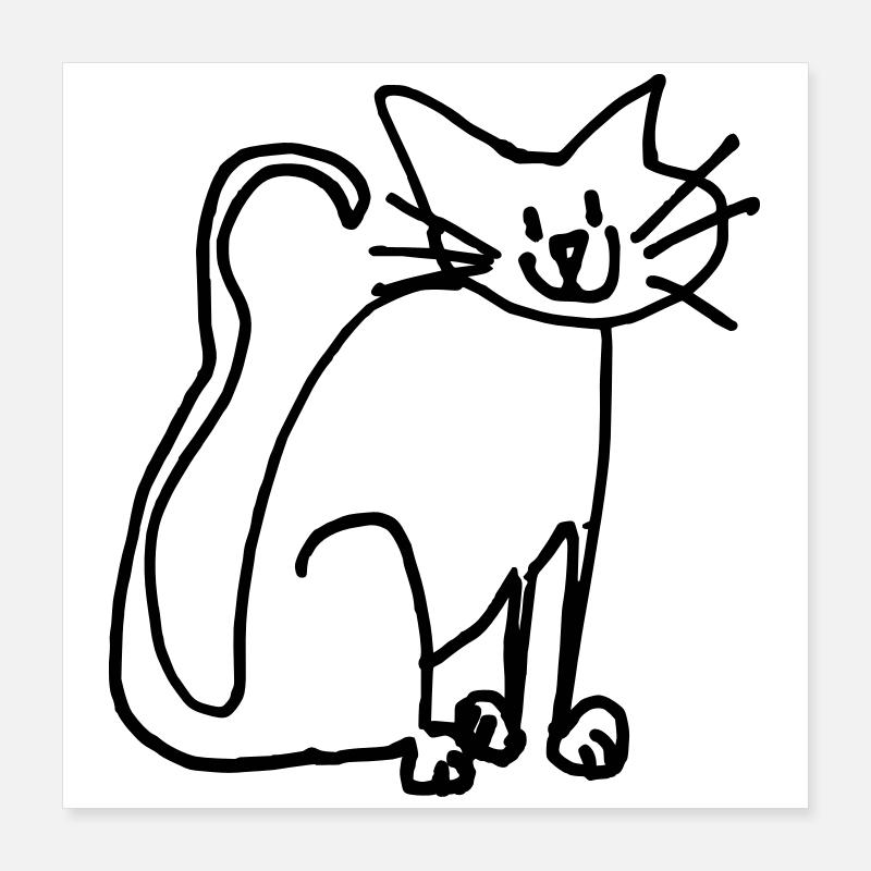 Drôle de chat, Fan de chat Poster 40 x 40 cm