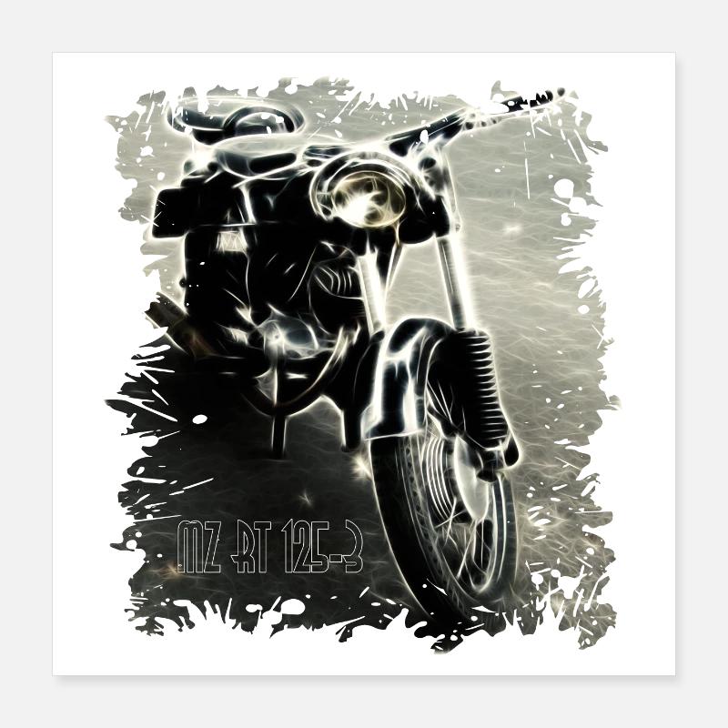 MZ RT 125 Zschopau GDR Motorcycle Poster 16" x 16" (40x40 cm)
