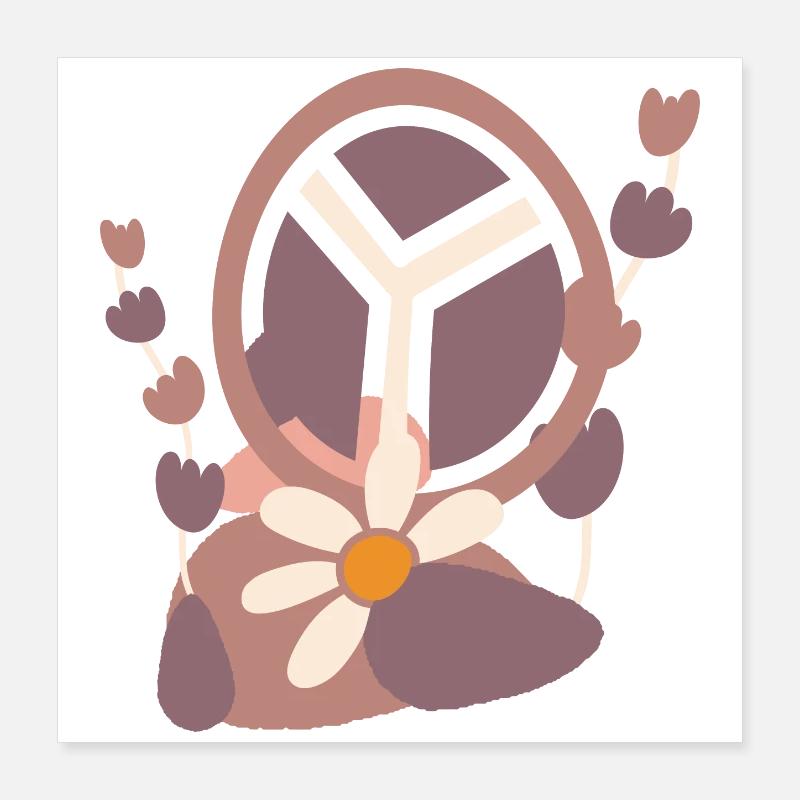 Friedenszeichen mit Blume Poster 40x40 cm