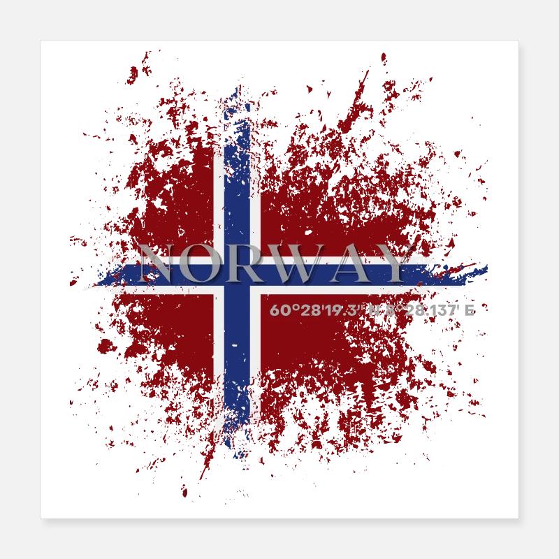 Drapeau de la Norvège grunge Poster 40 x 40 cm