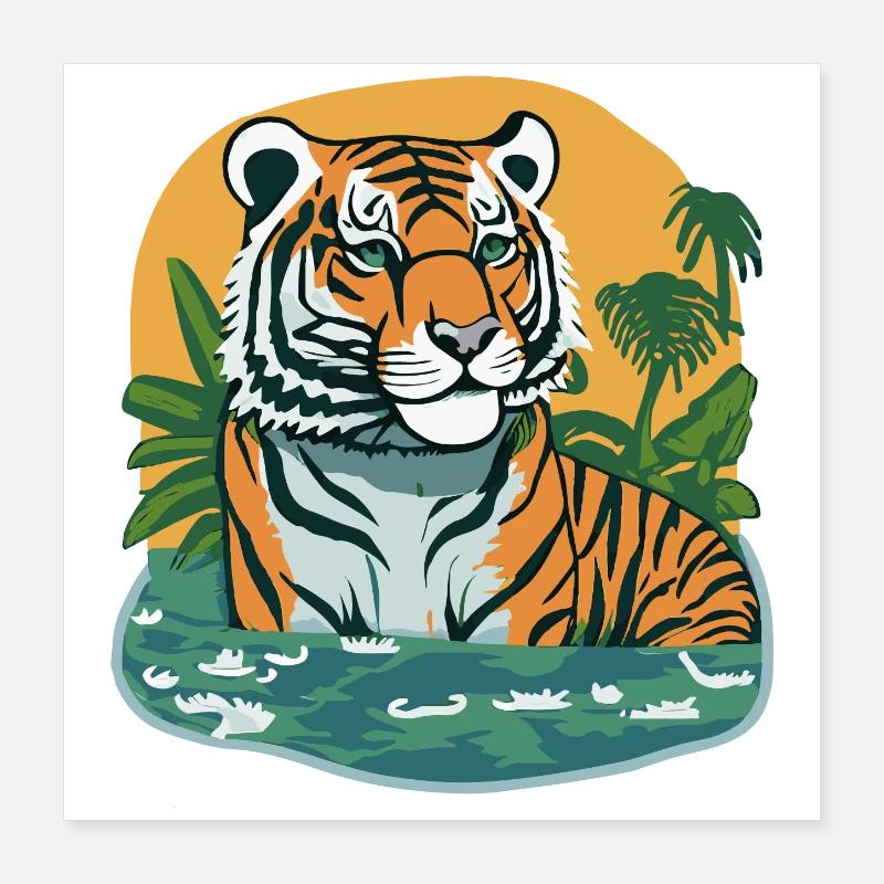 Tiger Print Jungle Poster 16" x 16" (40x40 cm)