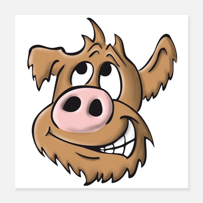 Cochon chien coquin Poster 40 x 40 cm