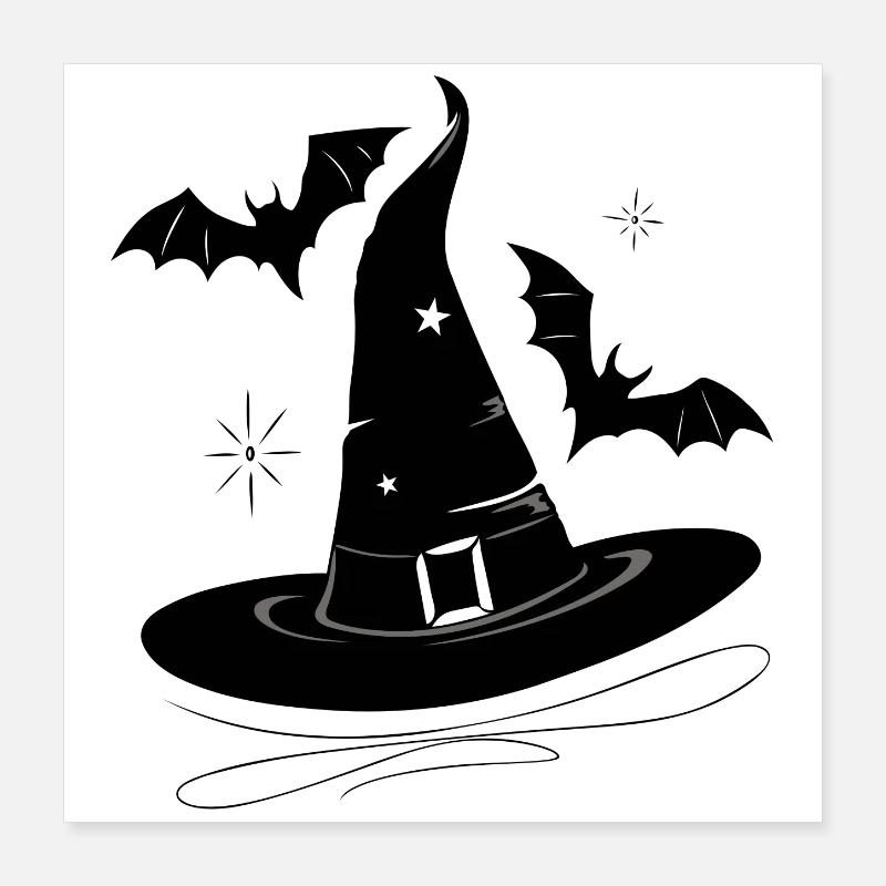 Witch Hat Bat Walpurgis Night Poster 16" x 16" (40x40 cm)