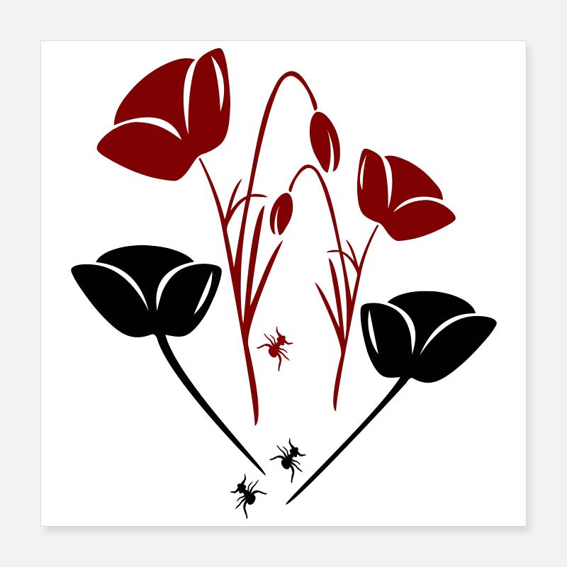 Tulipes avec fourmis Poster 40 x 40 cm