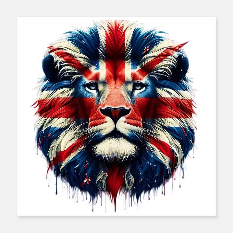 British English Lion Poster 16" x 16" (40x40 cm)