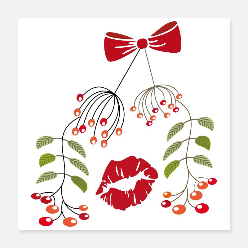 Baiser Sous Le Gui, Noël Poster 40 x 40 cm
